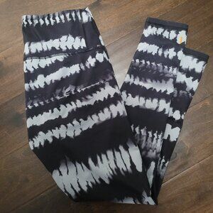 Leggings Tie Dye Black Lucy Brand Athletic Style Womens L